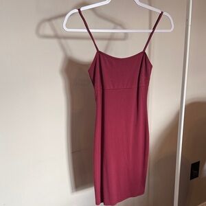 Popular Basics Wine Spaghetti Strap Mini Dress